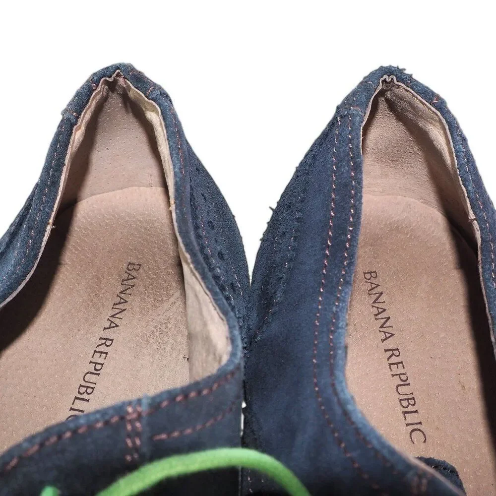 Banana Republic Taylor Wingtip Suede Oxfords Navy‎ / Lime Men's 10M